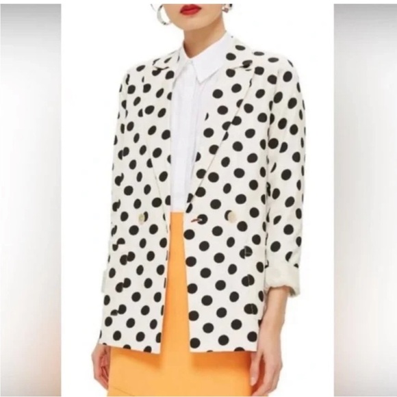 TOPSHOP Academia Lined Blazer Black Polka
Dots - Picture 10 of 11